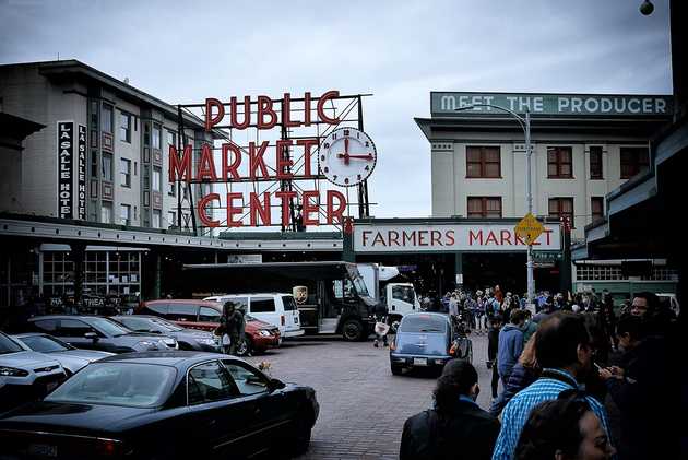 A getaway to Seattle implies a mandatory Public Market Center photo.